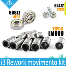 Free shipping! 3D Printer Bearing Kit 11 x LM8UU + 4 x 608zz + 624zz for Prusa i3 Rework RepRap 3 D printer parts