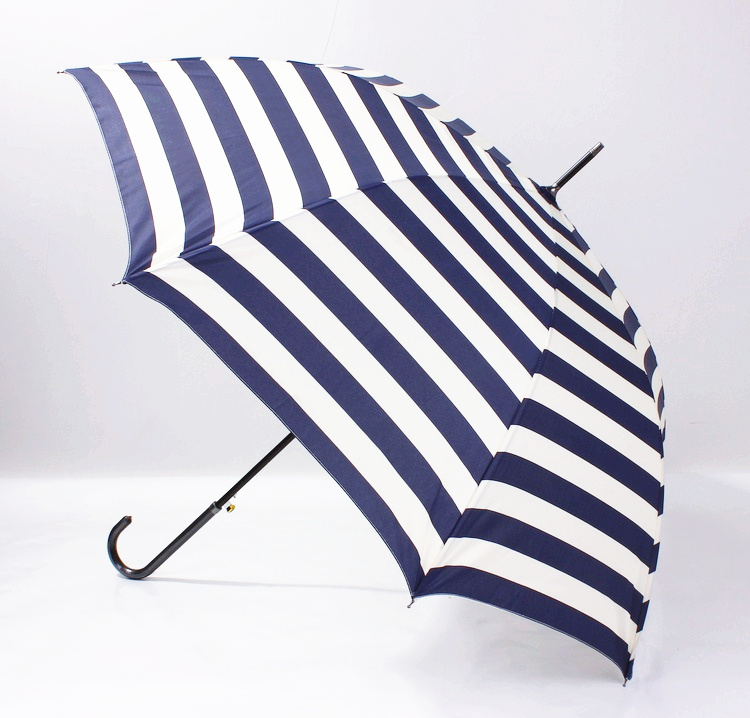 2015 Blue white striped semi automatic long handle umbrella men sun