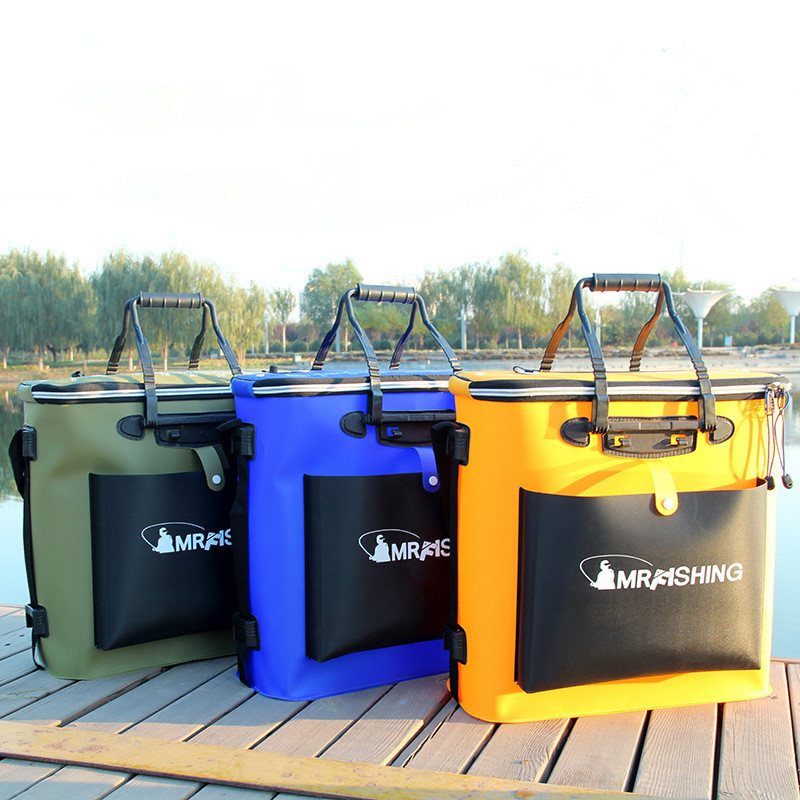 Outdoor Waterproof Folding EVA Double Thick Cylinder 3 Colors High 42/48/52cm Fishing Bucket Care Tank Water Tackle Boxes