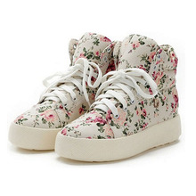 Women Shoes Fashion Canvas shoes women platform canvas floral print ankle boots shoes wedges shoes P5A104