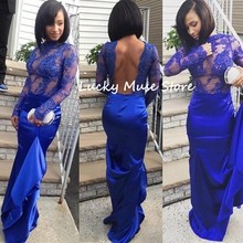 Robe De Soiree 2016 African Royal Blue Mermaid font b Evening b font font b Dresses