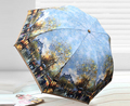 Oil Painting UV sunnny women umbrella 3 fold sunny and rainy umbrella with silver coating silvery