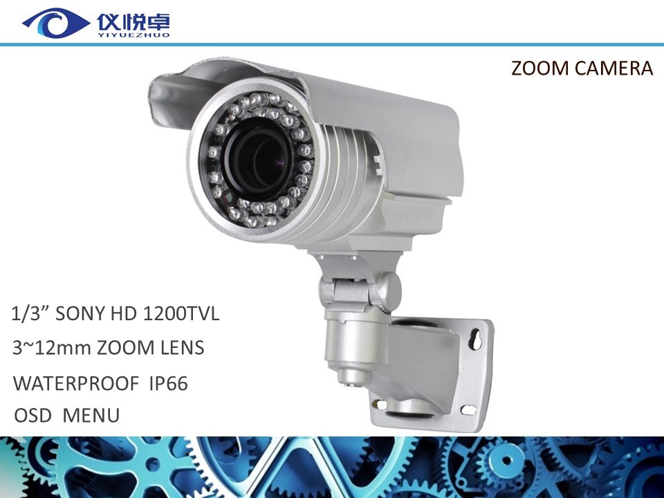 Фотография Varifocal Security Camera 1/3" SONY 1200TVL Waterproof  CCTV Camera Zoom Lens 3-12mm OSD Video Surveillance Camera DVR W20-12