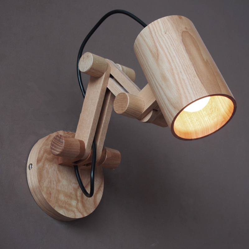 Modern Oak Wooden Wall Lamp Bedroom Reading Lights Creative Decoration Wall Sconce Lighting Wall Mounted Light Fixtures Wandlamp