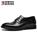 REETENE 2017 Fashion Mans Business Shoes Inserts Comfortable Flats Casual Shoes Men Genuine Leather Wedding Dress