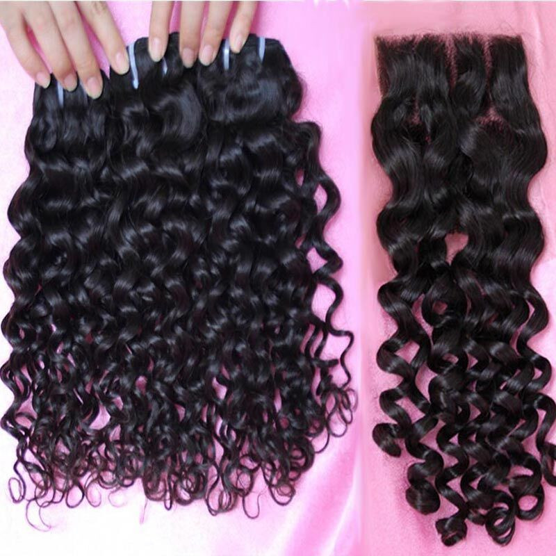 6A Eurasian Virgin Hair 6A Eurasian Virgin hair with closure free shipping, Body wave hair extension ,can be colored , color 1b