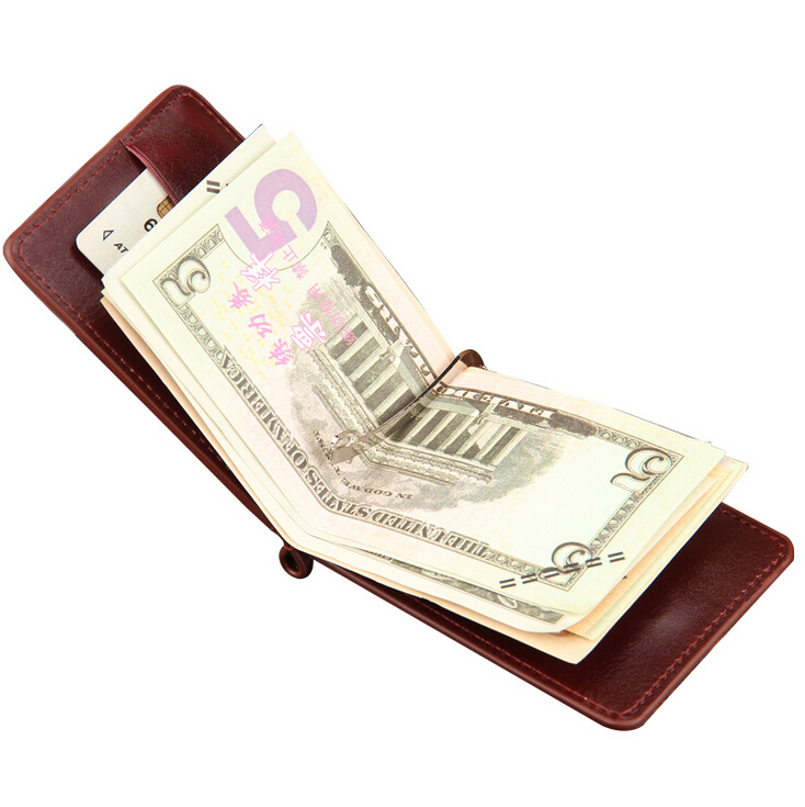 Leather Money Clip Wallet for Men High Quality Card Wallet With Money Clip Cheap Trifold Wallet ...