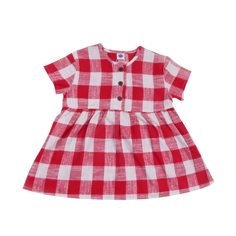 2016 New Girls Short Sleeve Dress Cotton Fashion font b Tartan b font Design Plaid Pattern