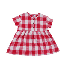 2016 New Girls Short Sleeve Dress Cotton Fashion Tartan Design Plaid Pattern Lovely Summer Kids Dress Free Shipping WJ0212