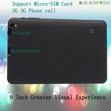 Support Micro SIM card 2G 3G Phone Call 9 Inch Quad Core 2GB RAM and 16GB