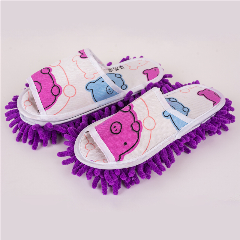 Soft Purple Home Indoor Antiskid Cartoon Pig Lazy Dust Cleaner Slipper Floor Shoes US Women Size 7.5 New Free Shipping #LNF