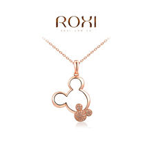 ROXI 2014 New Fashion Jewelry Rose Gold Plated Statement Cute Mickey Necklace For Women Party Wedding Free Shipping