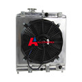 2 ROW ALUMINUM RADIATOR Fan W SHROUD FOR Honda 92 00 CIVIC EJ EK DEL SOL