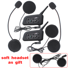 Fodsports 2016 New! 2 pcs V6 Motorcycle Bluetooth Helmet Headset Intercom 6 Riders 1200M Wireless Motorbike Multi BT Interphone