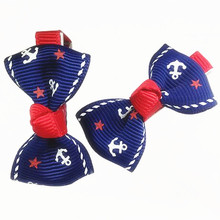 300pcs/lot Sailor Baby Anchors Tuxedo Bow Baby Toddler Hair Clips in Navy