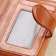 Genuine Real Leather Women Short Wallets Small Wallet Zipper Coin Pocket Credit Card Wallet Female Purses