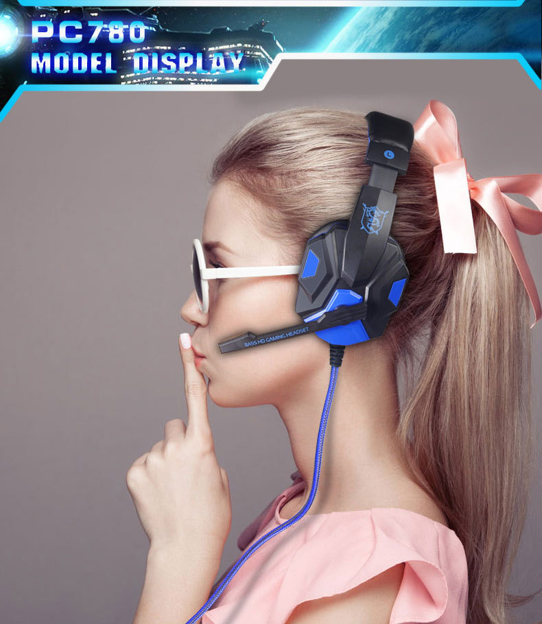 2015 Brand New PLEXTONE PC780 Over-ear Game Gaming Headset Earphone Headband Headphone with Mic Stereo Bass LED Light for PC Gamers 015