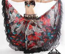 2015 New Fashion Upscale Chiffon Print Belly Dance Skirt 360 degree Swing Wave Tribal Performing Exercises