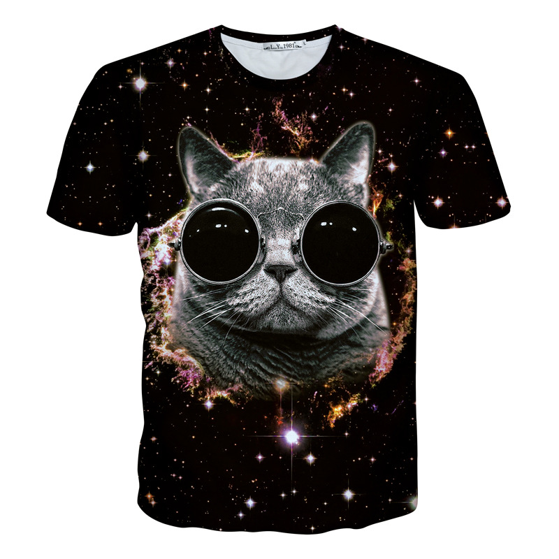 cat in space t shirt