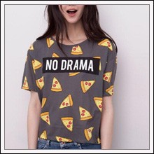 Women-pizza-letters-print-T-shirt-cute-cake-NO-DRAMA-tops-short-sleeve-shirts-casual-camisas (1)