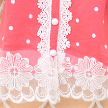 2 4Y Baby Kid Girl Blouse Polka Dots Shirt Long Sleeve Lace Pearl Shirt Cardigan