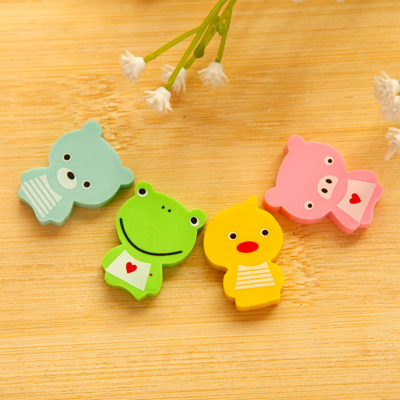 Buy 8pcs/set cute animal pencil eraser frog duck bear