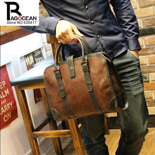 New fashion men leather pu briefcase messenger shoulder bag brands business handbag men s travel bag