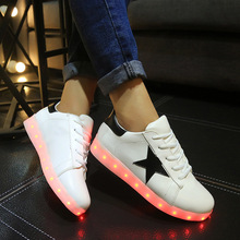 7 Colors LED Luminous Shoes Unisex Men & Women,Flashing Shoes,USB Charging Light Shoes,Colorful Glowing Leisure Flat Shoes 35-1