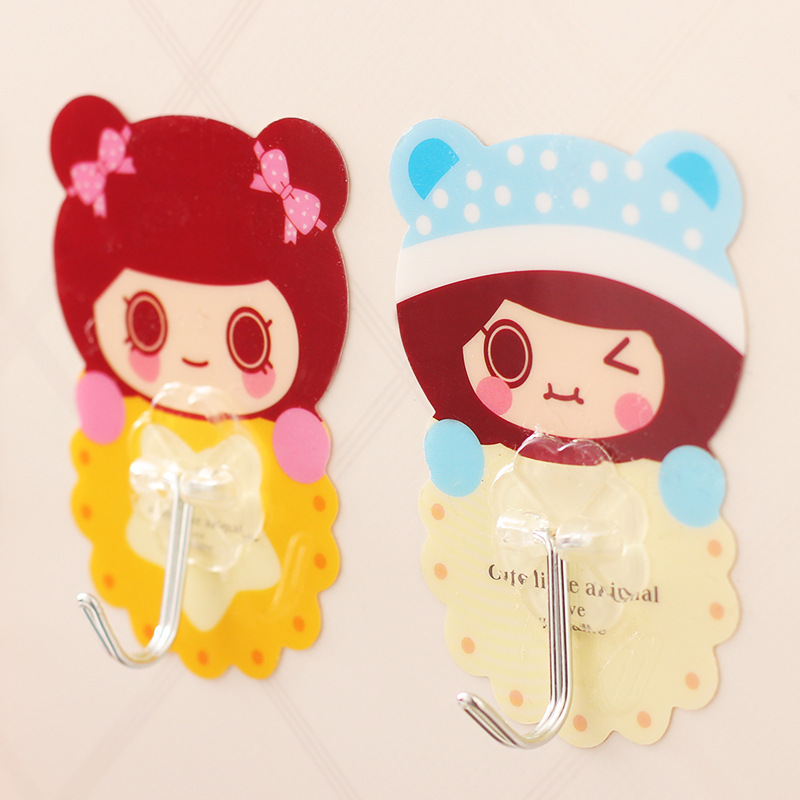 HD Cute cartoon magic hooks Strong absorption wall stick metope hook hook in the kitchen reusable