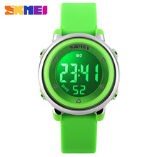 2016 New SKMEI popular Brand children kids fashion Sports Watches Digital LED Wristwatches green blue white black rubber strap