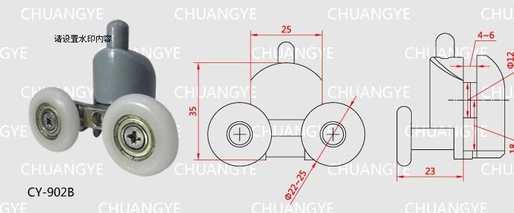 Description Picture 2 of item4Pieces/set 25mm Diameter Shower room glass door pulley accessories