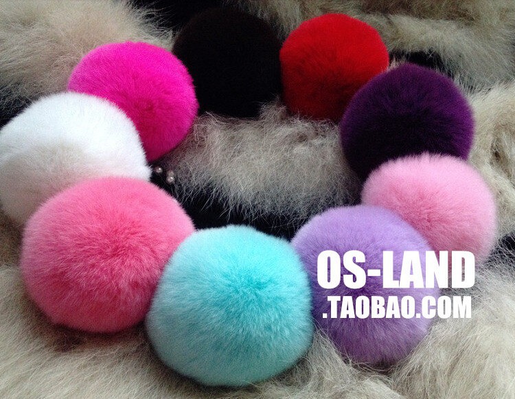 Free shipping 5pcs 100% real Rex Rabbit Fur Ball D8 for Skullies Beanies hat capbag keyclothes genuine fur pompoms (3)