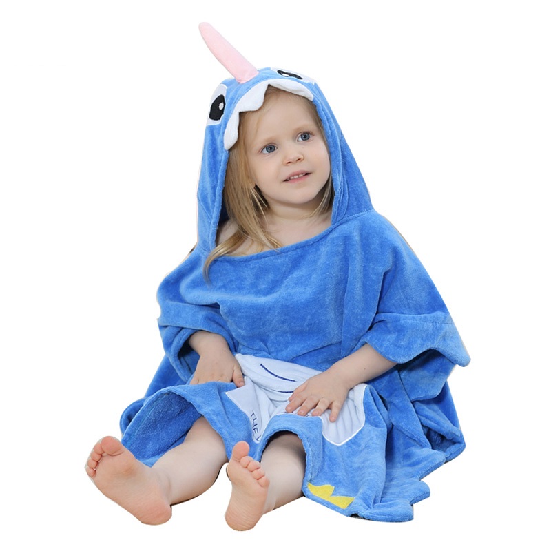 Hooded Animal Style Baby Bathrobe New Cartoon Cute Infant Towel Shark Character Baby Bath Robe Toddler
