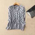 Kashana women s knitting cardigan 100 cashmere with dot decor O neck long sleeves