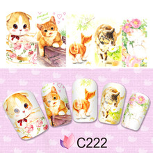 4pcs set Charm Lovely Cat Full Cover Women Nail Art of Decorations Water Transfer Art Stickers