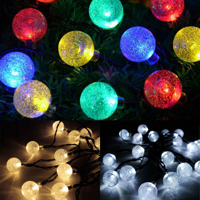 20LED Light Solar Powered Fairy Bubble Ball String Light Outdoor for Christmas Festival Garden Decorative Lamp