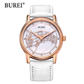 BUREI Quartz Watch Ladies Top Fashion Brand Special Design Women Leather Casual Dress Hour Female Waterproof