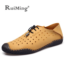 New 2016 Cut-Outs Genuine Leather Men Flats shoes men summer shoes comfortable Outdoor shoes Soft men Loafers casual shoes