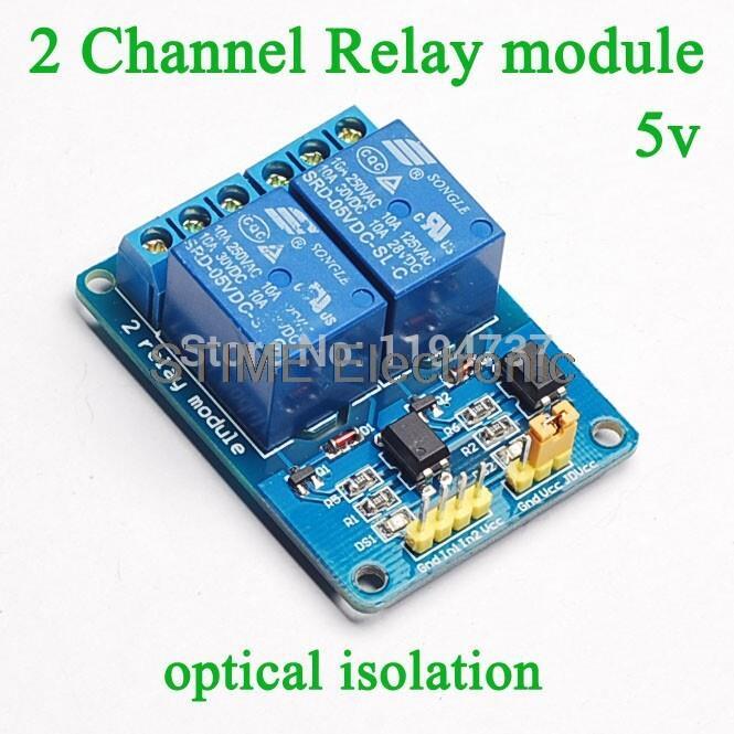Free Shipping!! 5pcs 2 Channel relay module Shield  isolation control  low level 5V  for MCU AVR 51 PIC