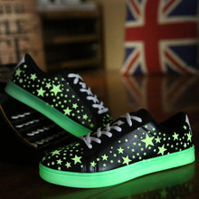 Hot selling emitting luminous glowing casual shoes men and women shoes for adults no led flats Fluorescence W070