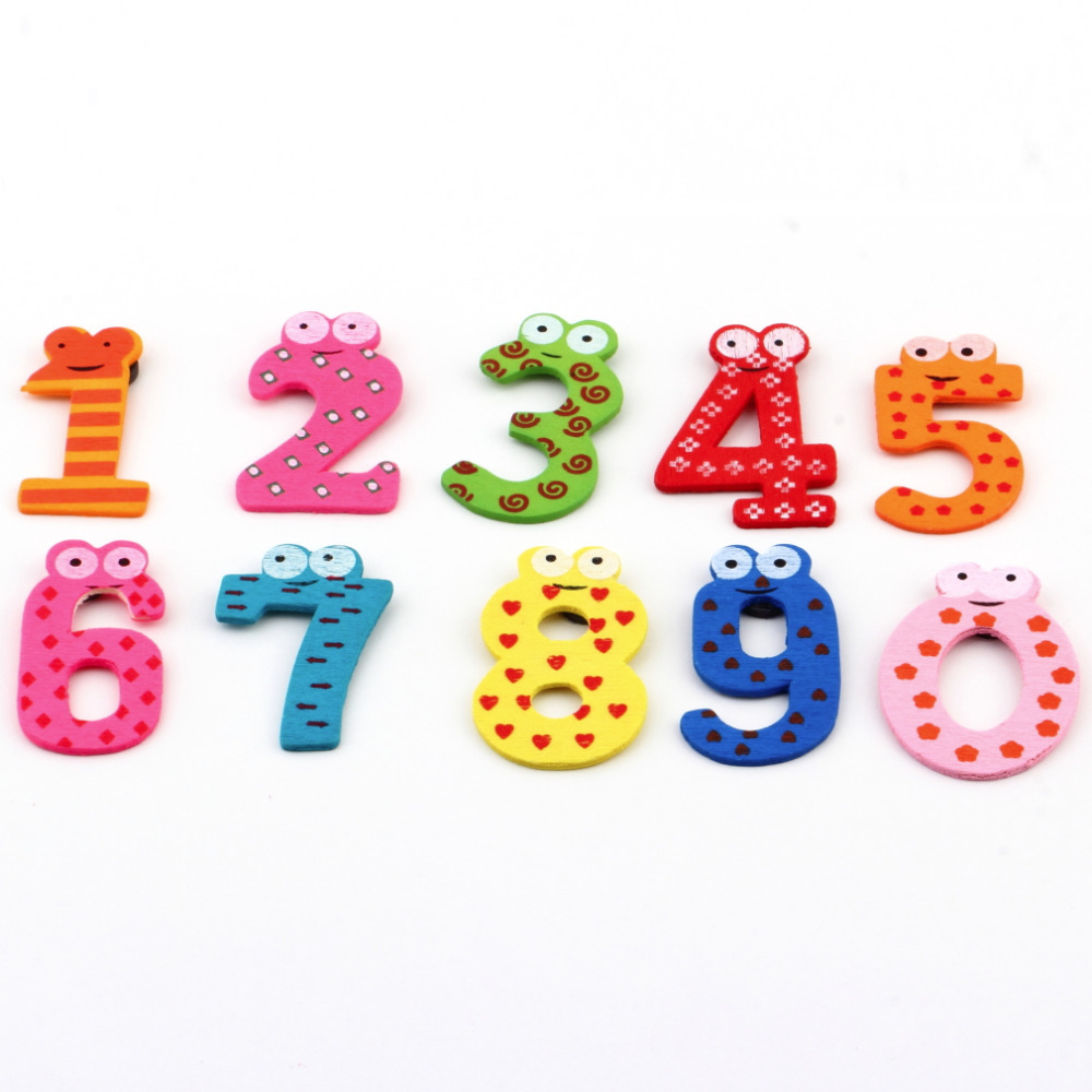 1set X mas Gift Set 10 Number Wooden Fridge Magnet Education Learn Cute Kid Baby Toy