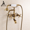 New arrival Rain Shower Faucets with ceramic Mixer Tap Antique Brass Bath Shower Faucet Set bathtub