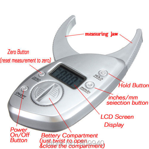 Utoolmart Measuring Tool Digital Engineering Plastics Display Body Fat Caliper Skin Fold Analyzer 1pcs 