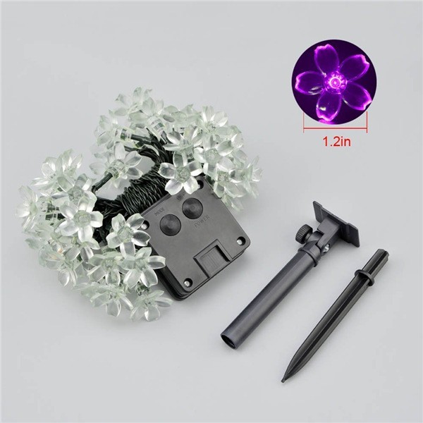 Solar Fairy String Lights 21ft 50 LED Purple Blossom (2)