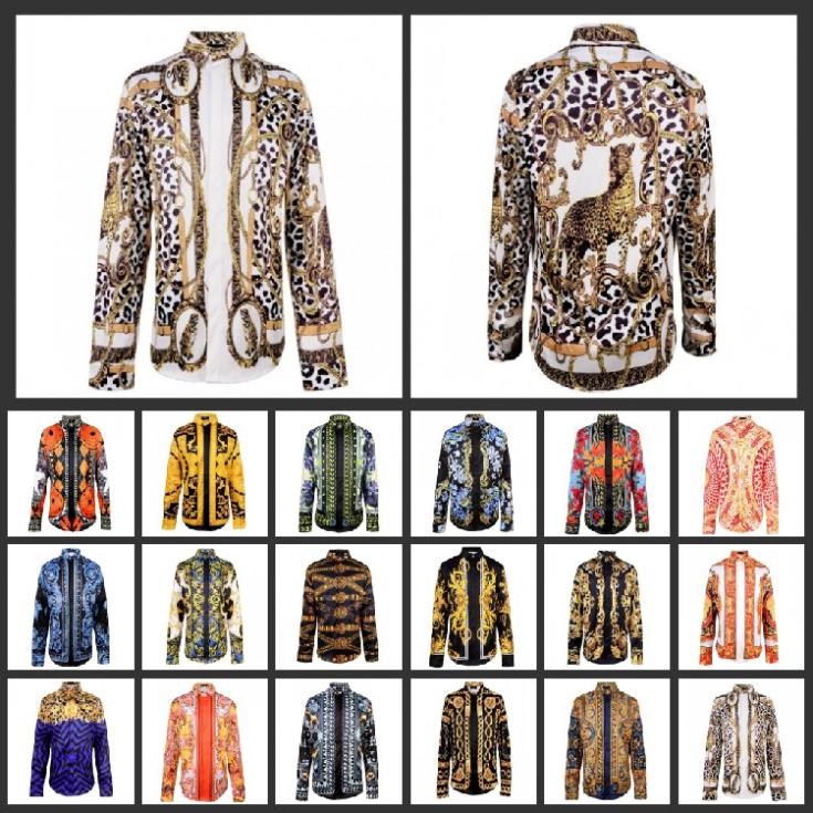 M-xxl 2014 мужчин леопард 3D печать блузка гей цвета великолепная топы золото начальник / цветочный / неправильные геометрические печать рубашки