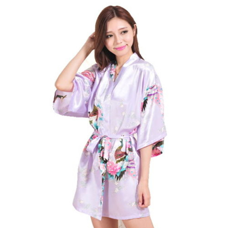 Pattern For Short Kimono Robe | top quality lavender peacock pattern short design wedding Pattern For Short Kimono Robe | top quality lavender peacock pattern short design wedding