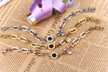 Free shipping black oil rose gold bracelet stainless steel pattern 18k bracelet Women color gold titanium bracelet