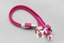 20cm 3 in 1 Colorful Micro Usb Flat Charge Cable For Samsung for Android Lenovo Smartphones