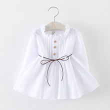 new 2016 spring autumn Ruffles baby dress casual solid newborn girls dresses roupas infantis menina for 2~7age baby girl clothes