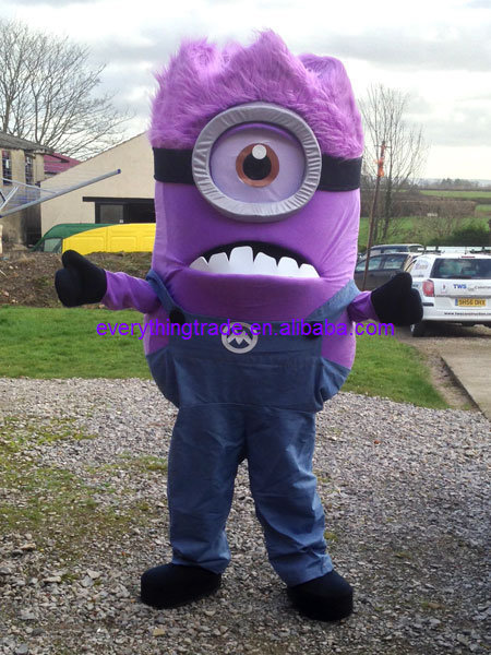 New Arrival 2014 Cartoon Character Adult Purple Minion Mascot Costume Adult Suit For Hallooween 4913